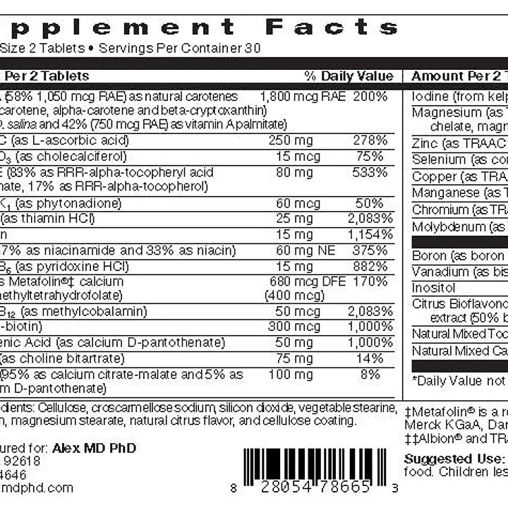 Two A Day Multivitamin - 60 tablets - Master